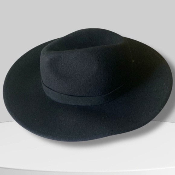 FREE PEOPLE Elegant Black Wool Wide-Brim Fedora Hat One Size Dark Lolita NWOT main image 9